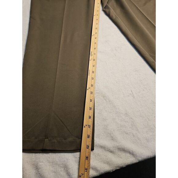 Mens Tommy Hilfiger 40x30 Pants Pleated Olive/Brown Khaki 100% Polyester Cuffed - Picture 6 of 8